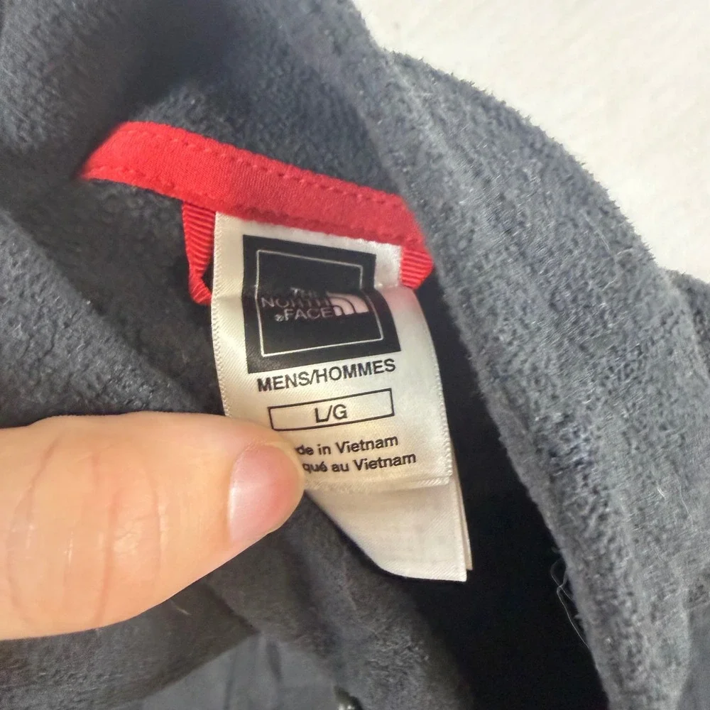The North Face Mens Full Zip Fleece Jacket Black Mock Neck Large L Logo 8091